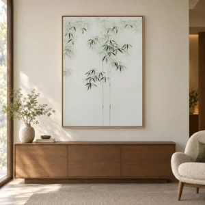 Bamboo Ink Painting in Slim Frame, 120 x 160 cm — front view