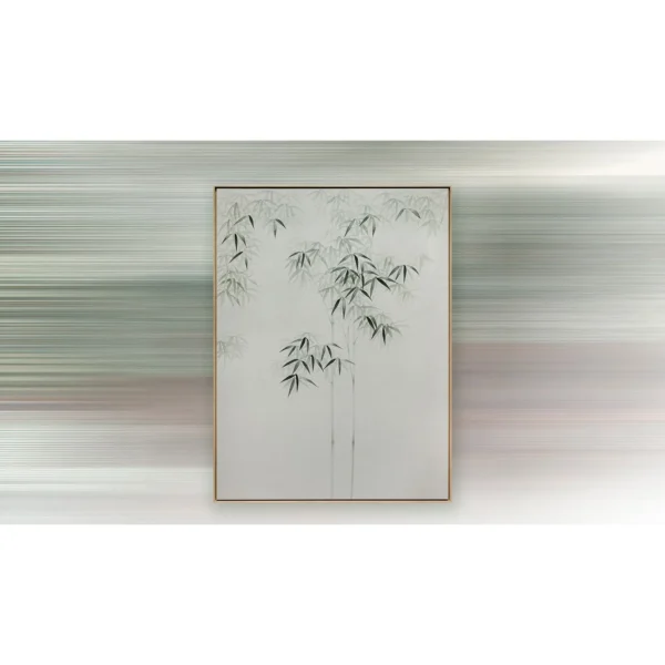 Bamboo Ink Painting in Slim Frame, 120 x 160 cm — in a room setting