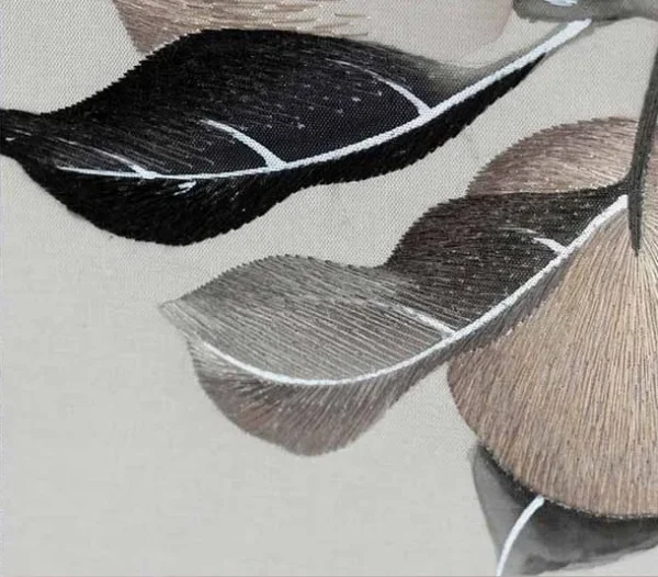 Persimmon Branch Painting in Grey Frame, 100 x 100 cm — detail