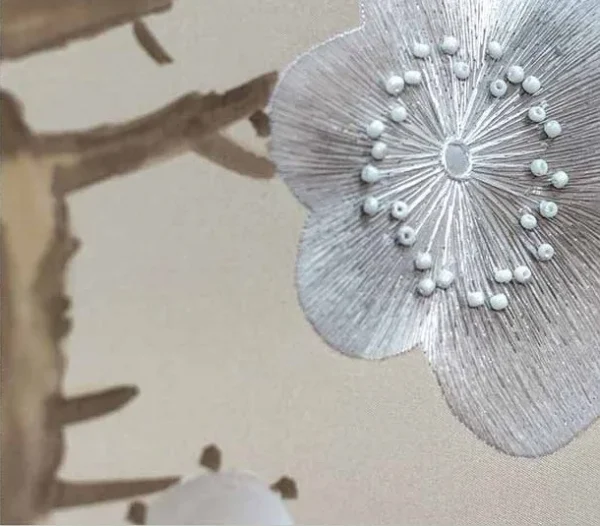 Plum Blossom Branch Relief in Slim Frame, 160 x 140 cm — detail