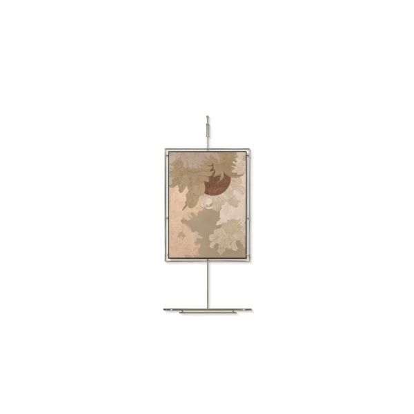 Tall Botanical Panel on Brass Rod, 82 x 183 cm in sand — in a room setting