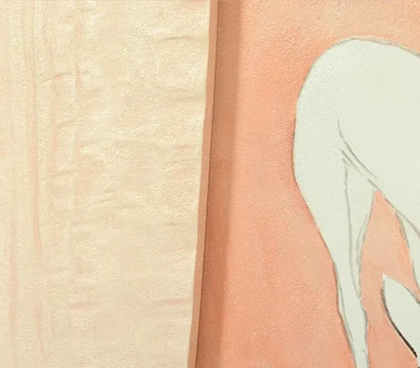 Torn Plaster Frame with Deer Sunset Print, 30 x 38 cm in oatmeal — detail