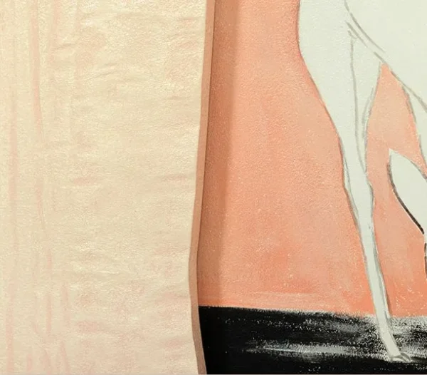 Torn Plaster Frame with Deer Sunset Print, 30 x 38 cm in oatmeal — detail