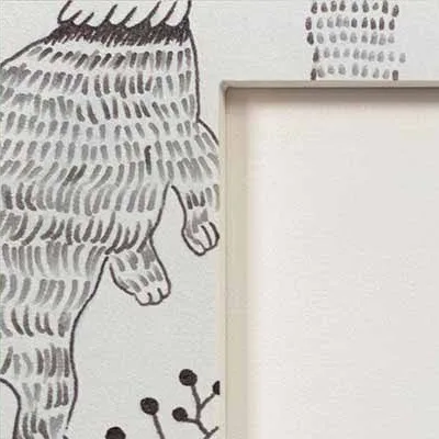 Illustrated Border Panel with Figure Print, 30 x 35 cm in ivory — detail