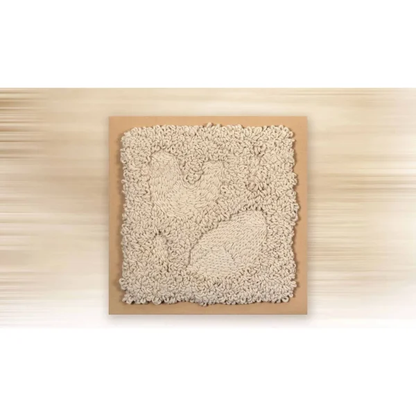 Tufted Cream Wool Relief in Oak Frame, 30 x 30 cm — in a room setting