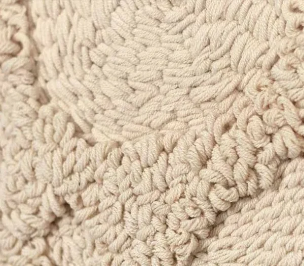 Tufted Cream Wool Relief in Oak Frame, 30 x 30 cm — detail