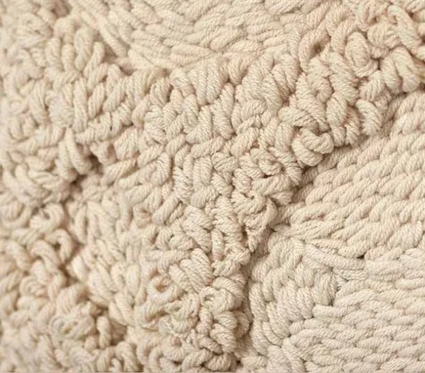 Tufted Cream Wool Relief in Oak Frame, 30 x 30 cm — detail