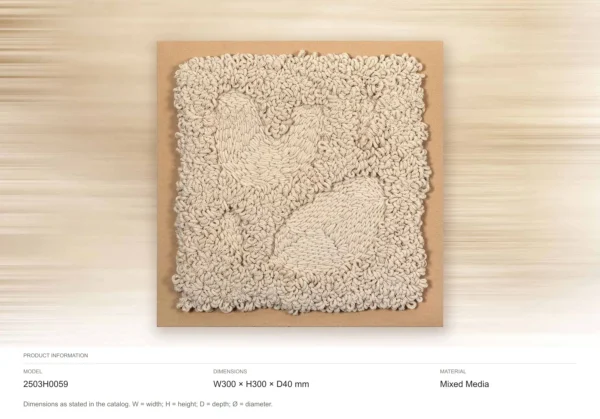 Tufted Cream Wool Relief in Oak Frame, 30 x 30 cm — dimensions