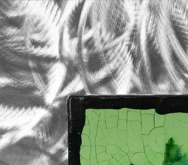 Green Mosaic in Brushed Silver Frame, 45 x 45 cm — detail