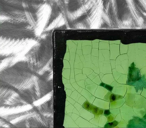 Green Mosaic in Brushed Silver Frame, 45 x 45 cm — detail