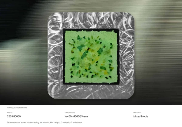 Green Mosaic in Brushed Silver Frame, 45 x 45 cm — dimensions
