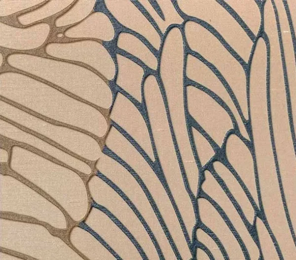 Wide Peony Line Drawing on Blush, 240 x 120 cm in rose stone — detail