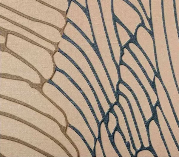 Wide Peony Line Drawing on Blush, 240 x 120 cm in rose stone — detail