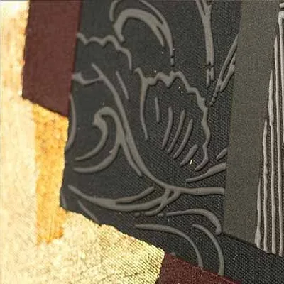Gold and Grey Collage with City Map Fragment, 70 x 100 cm in brushed brass — detail