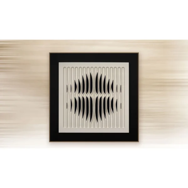 Black and White Optical Wave Relief in black — in a room setting