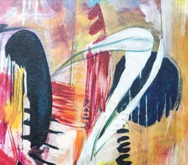 Wide Graffiti Abstract in Studded Gold Frame, 170 x 116 cm — detail