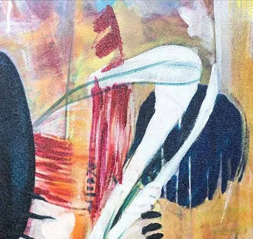 Wide Graffiti Abstract in Studded Gold Frame, 170 x 116 cm — detail