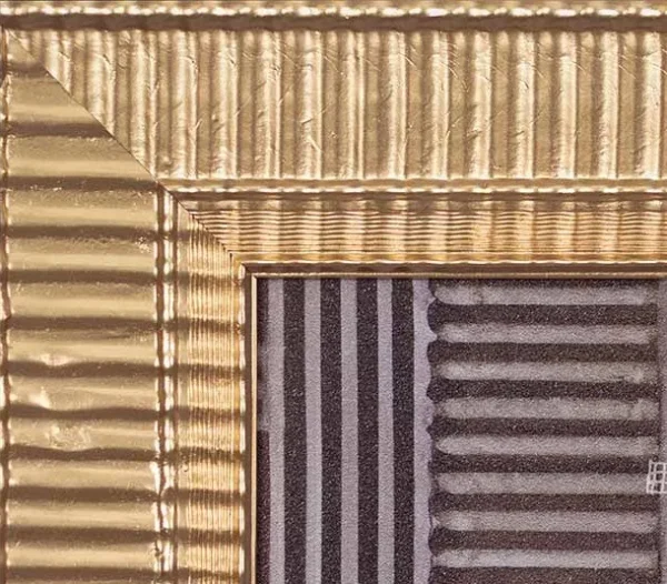 Navy Maze Line Relief in Gold Ribbed Frame, 100 x 100 cm — detail