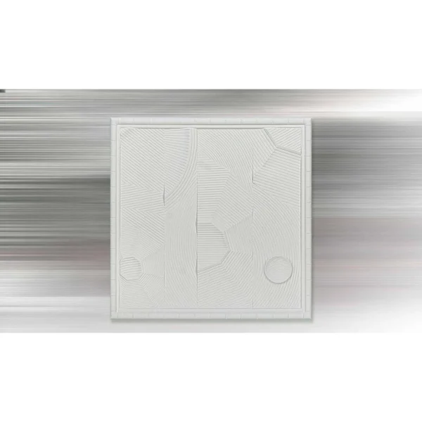 Small White Line Relief in White Frame, 30 x 30 cm — in a room setting