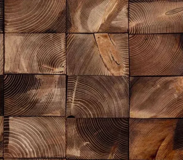 Wood Block Mosaic Relief in Black Frame, 100 x 75 cm — detail