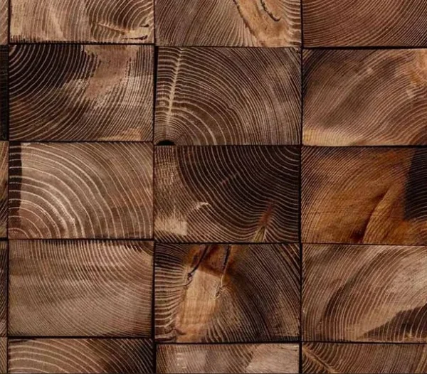 Wood Block Mosaic Relief in Black Frame, 100 x 75 cm — detail