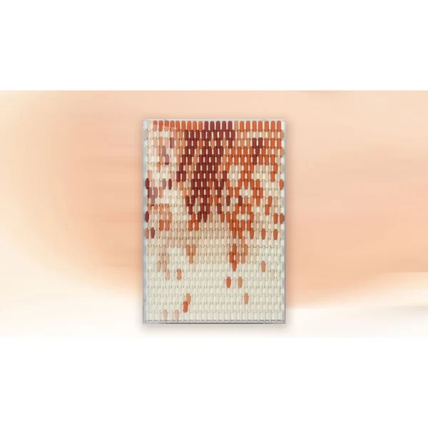 Coral and White Tile Gradient Relief, 70 x 100 cm in rust — in a room setting
