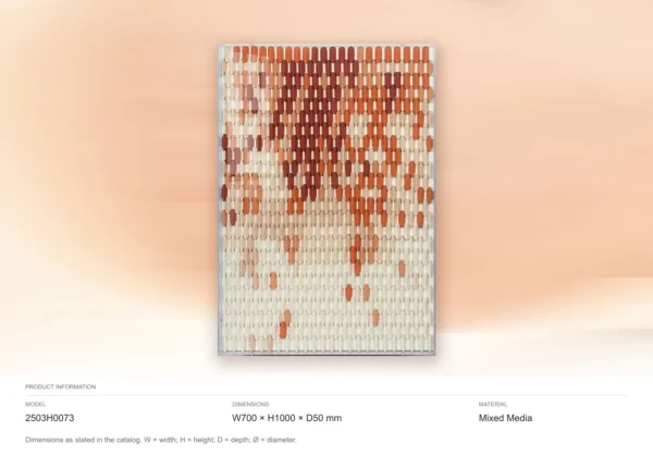 Coral and White Tile Gradient Relief, 70 x 100 cm in rust — dimensions