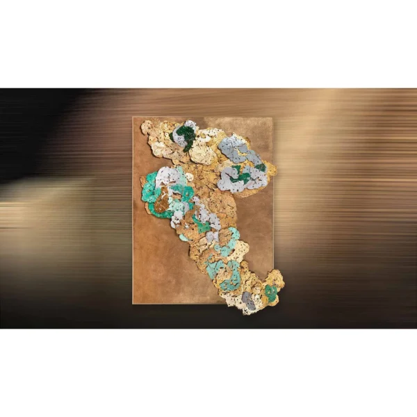 Monumental Copper Panel with Coral Relief, 184 x 240 cm in bronze — in a room setting