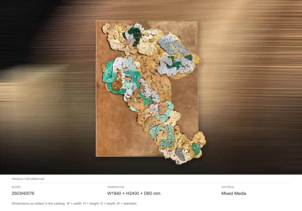 Monumental Copper Panel with Coral Relief, 184 x 240 cm in bronze — dimensions
