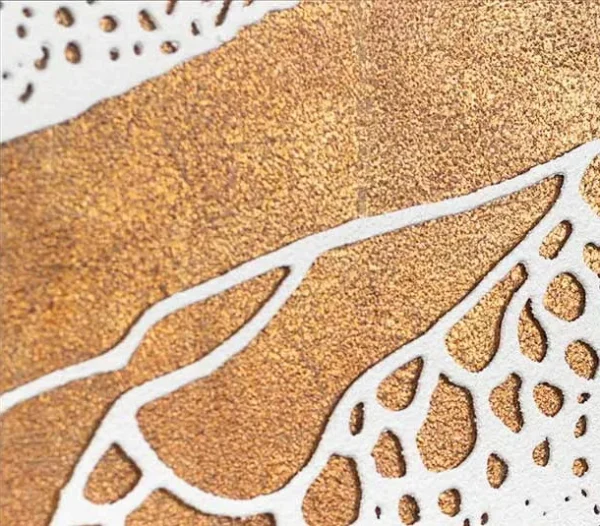 Wide Gold and White Crackle Landscape in brushed brass — detail