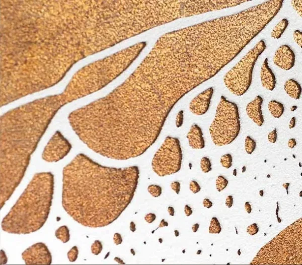 Wide Gold and White Crackle Landscape in brushed brass — detail