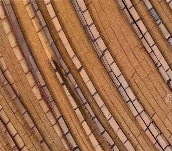 Tall Wood Grain and Silver Panel, 90 x 140 cm in clay — detail