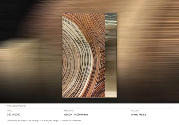 Tall Wood Grain and Silver Panel, 90 x 140 cm in clay — dimensions