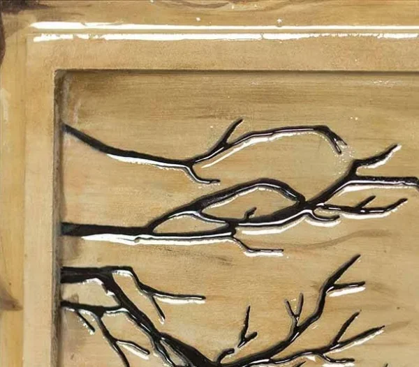 Small Branch Ink in Red Mount and Black Frame, 30 x 30 cm — detail
