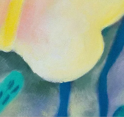Small Yellow Butterfly Painting in mustard — detail
