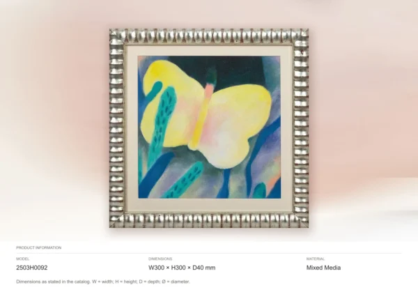 Small Yellow Butterfly Painting in mustard — dimensions