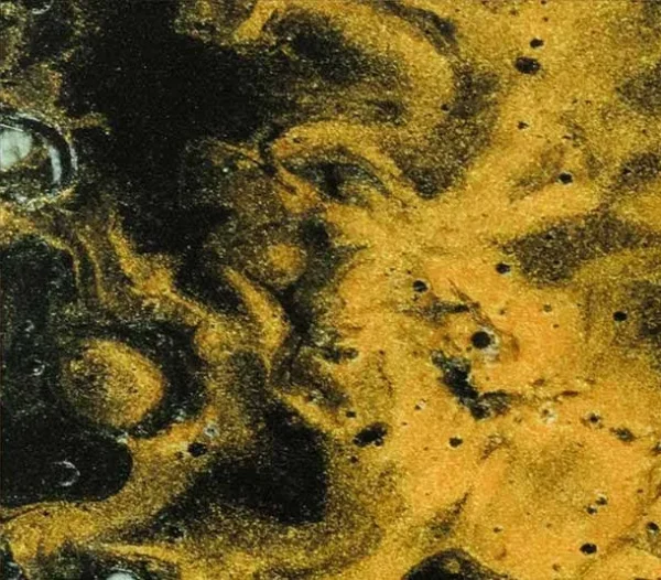 Gold and Black Marble Ink in Black Frame, 60 x 50 cm — detail