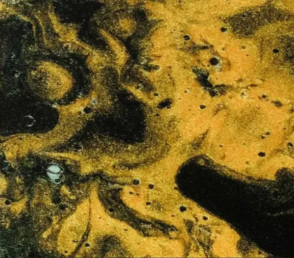 Gold and Black Marble Ink in Black Frame, 60 x 50 cm — detail