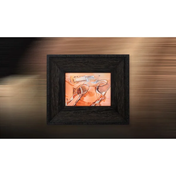 Miniature Coral Sketch in Black Frame, 27 x 23 cm — in a room setting
