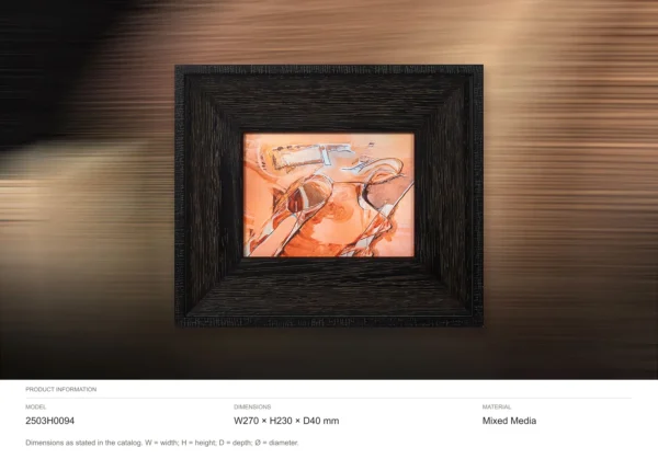 Miniature Coral Sketch in Black Frame, 27 x 23 cm — dimensions