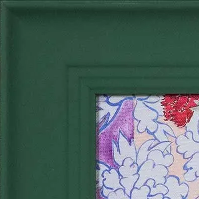 Floral Still Life Painting in Green Frame, 56 x 56 cm — detail