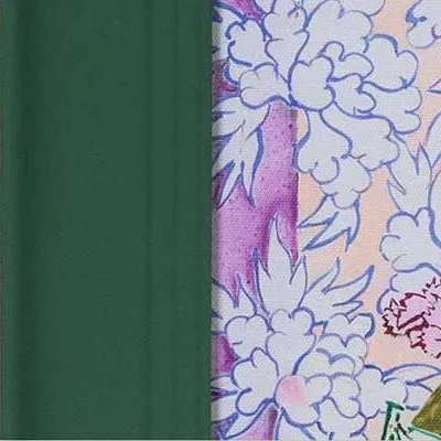 Floral Still Life Painting in Green Frame, 56 x 56 cm — detail