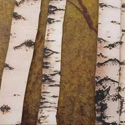 Panoramic Birch Forest Relief in Black Frame, 185 x 50 cm — detail
