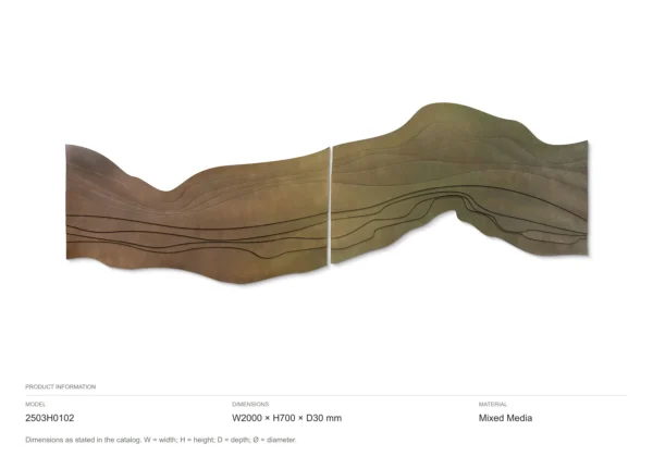 Panoramic Olive and Rust Landscape Relief, 200 x 70 cm in olive — dimensions