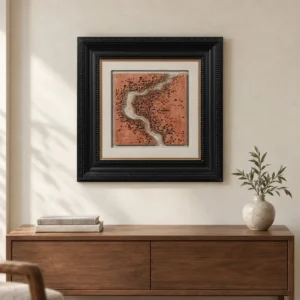 Coral River Map in Ornate Black Frame, 65 x 65 cm — front view
