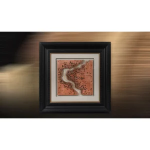 Coral River Map in Ornate Black Frame, 65 x 65 cm — in a room setting