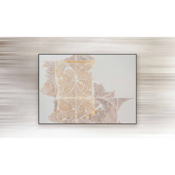 Wide Peach Lace Fragment Panel, 140 x 100 cm in rust — in a room setting
