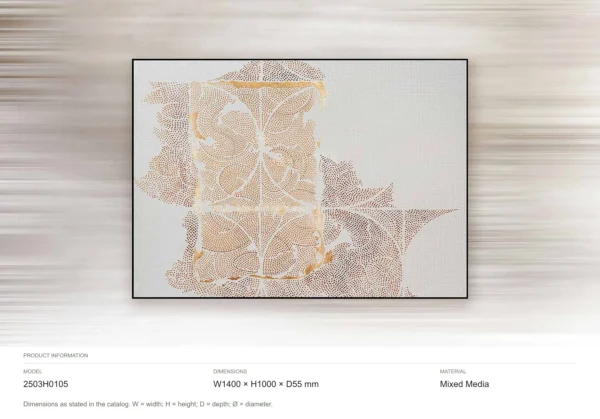 Wide Peach Lace Fragment Panel, 140 x 100 cm in rust — dimensions