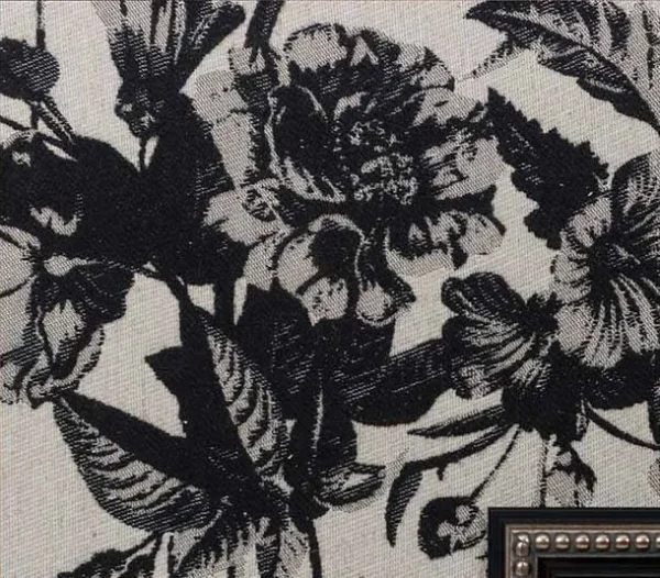 Black Floral Toile in Stepped Black Frame, 50 x 50 cm — detail