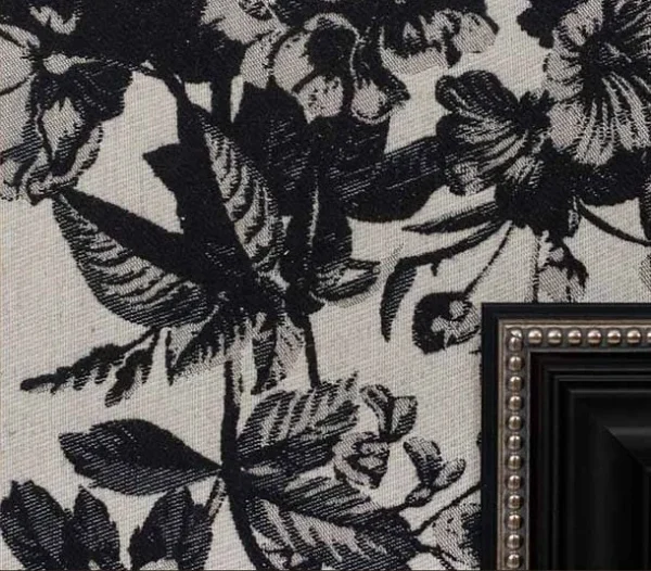 Black Floral Toile in Stepped Black Frame, 50 x 50 cm — detail